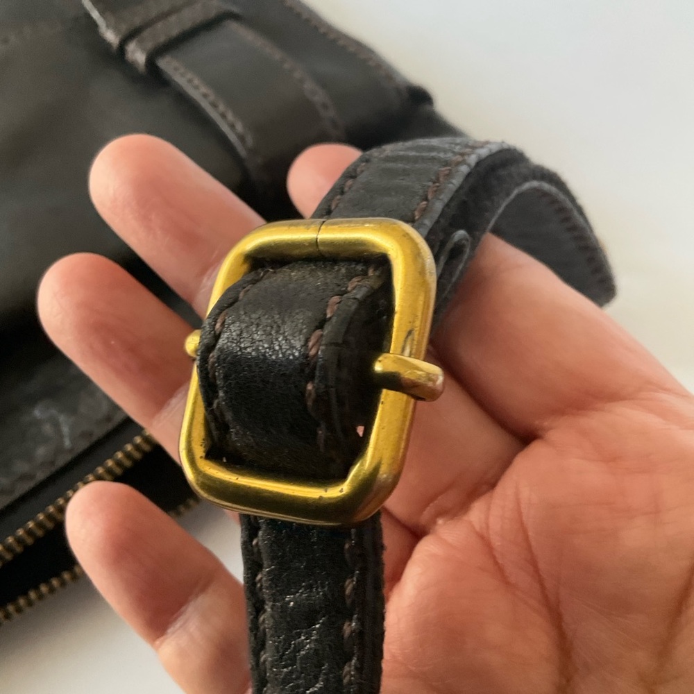 Fossil Black Leather Crossbody with Brass Accent - Picture 14 of 16